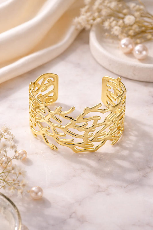 Abstract Cut-Out Cuff Bracelet – 18K Gold Plated