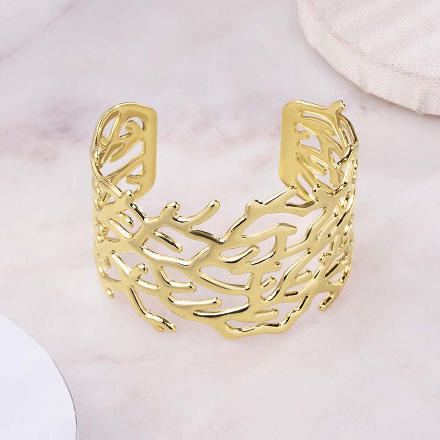 Abstract Cut-Out Cuff Bracelet – 18K Gold Plated