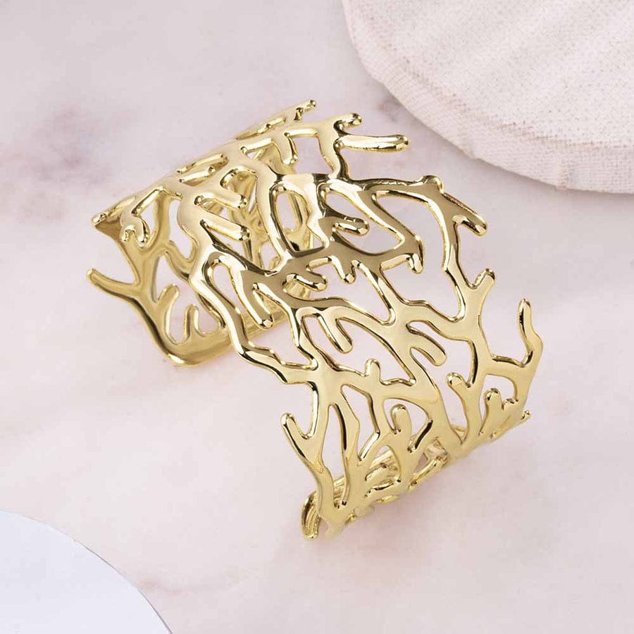 Abstract Cut-Out Cuff Bracelet – 18K Gold Plated