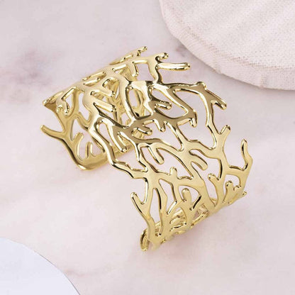 Abstract Cut-Out Cuff Bracelet – 18K Gold Plated