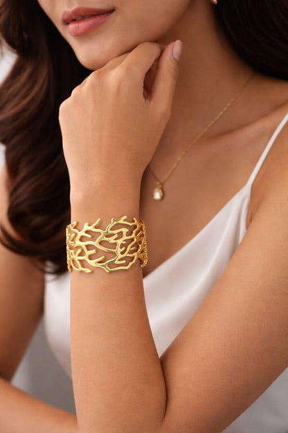 Abstract Cut-Out Cuff Bracelet – 18K Gold Plated