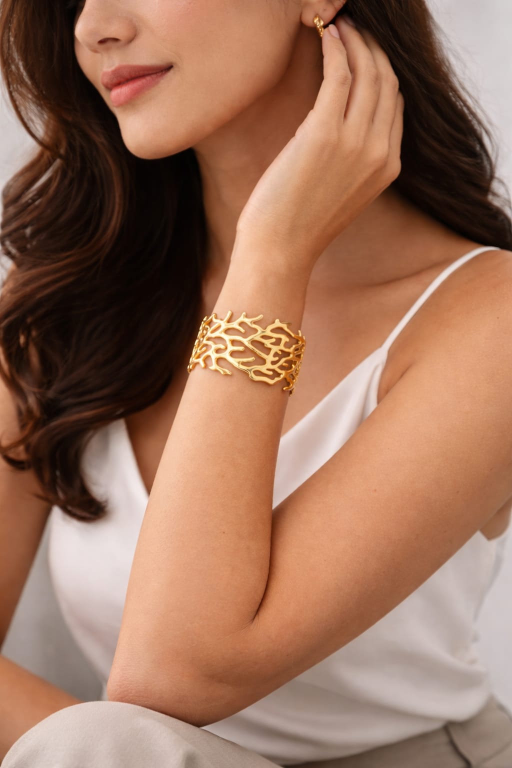 Abstract Cut-Out Cuff Bracelet – 18K Gold Plated