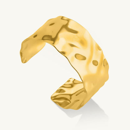 Hammered Wave Cuff Bracelet – 18K Gold Plated