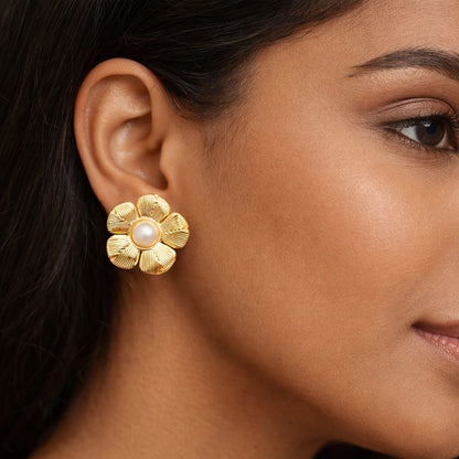 Pearl Flower Studs