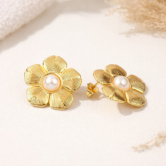 Pearl Flower Studs