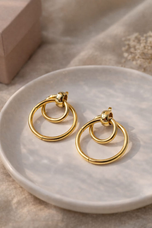 Double Hoop Drop Earrings