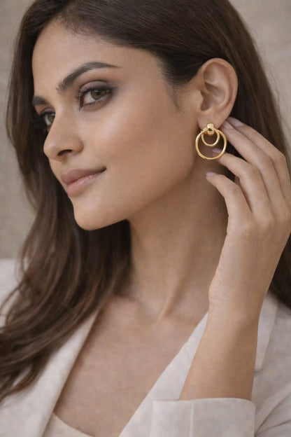 Double Hoop Drop Earrings