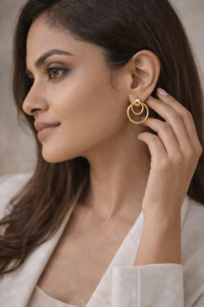 Double Hoop Drop Earrings