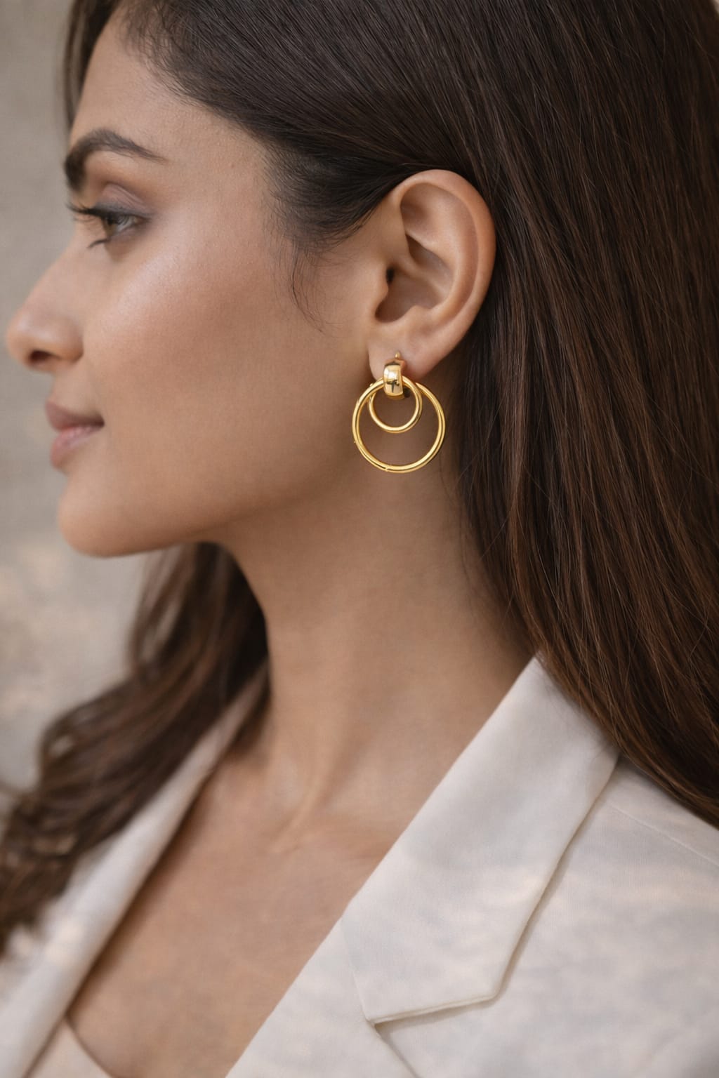 Double Hoop Drop Earrings