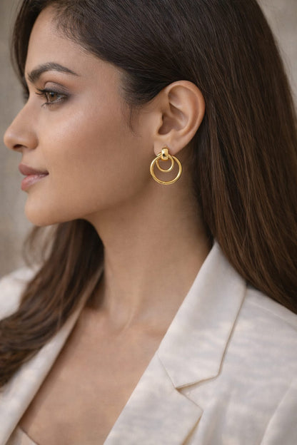 Double Hoop Drop Earrings