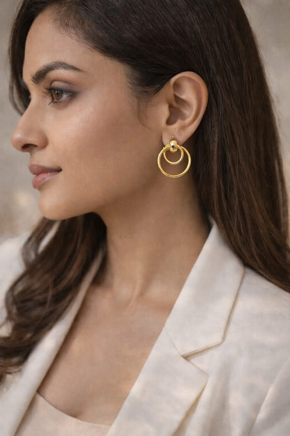 Double Hoop Drop Earrings