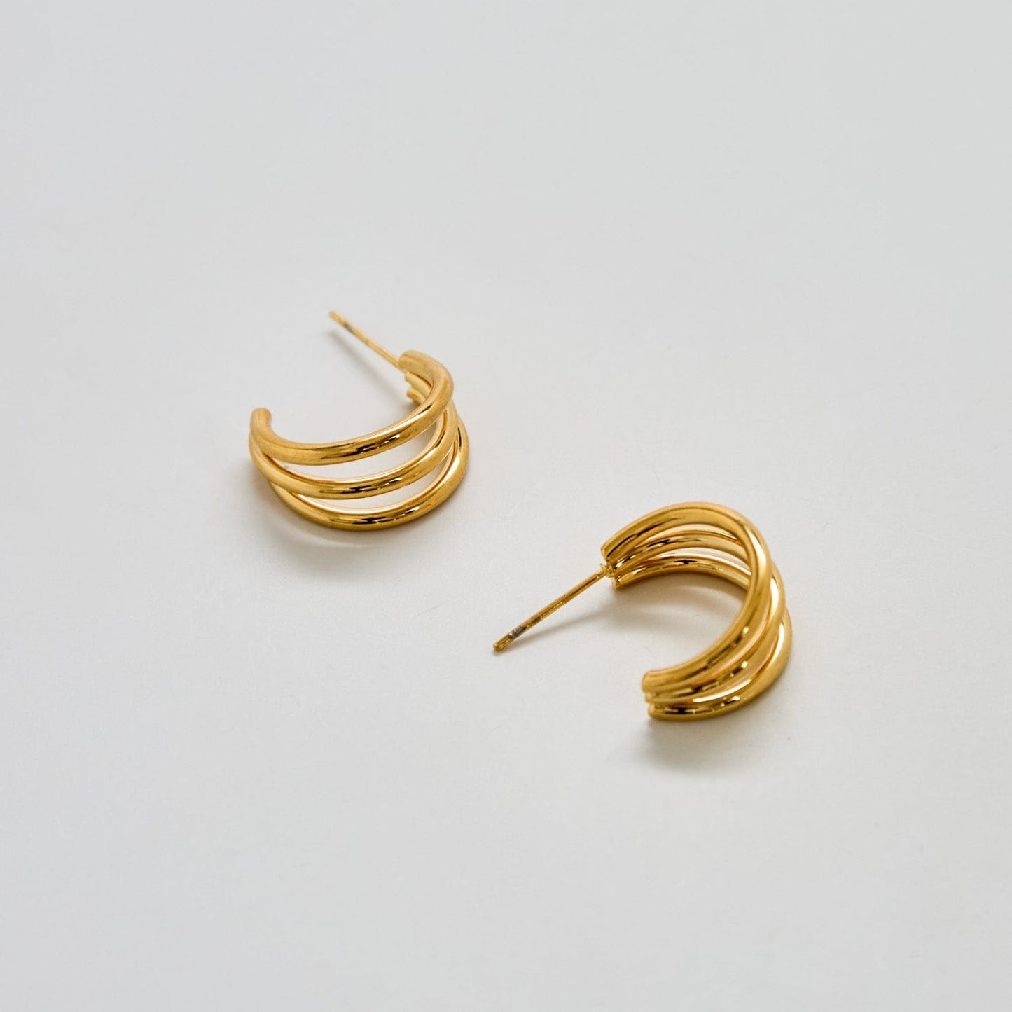 Triple Hoop Gold-Plated Earrings