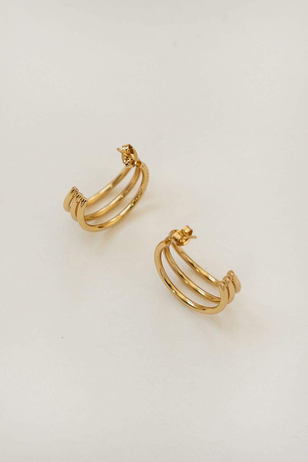 Triple Hoop Gold-Plated Earrings