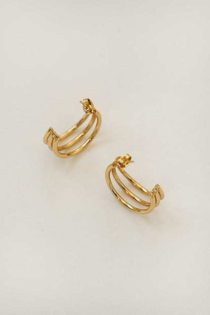 Triple Hoop Gold-Plated Earrings