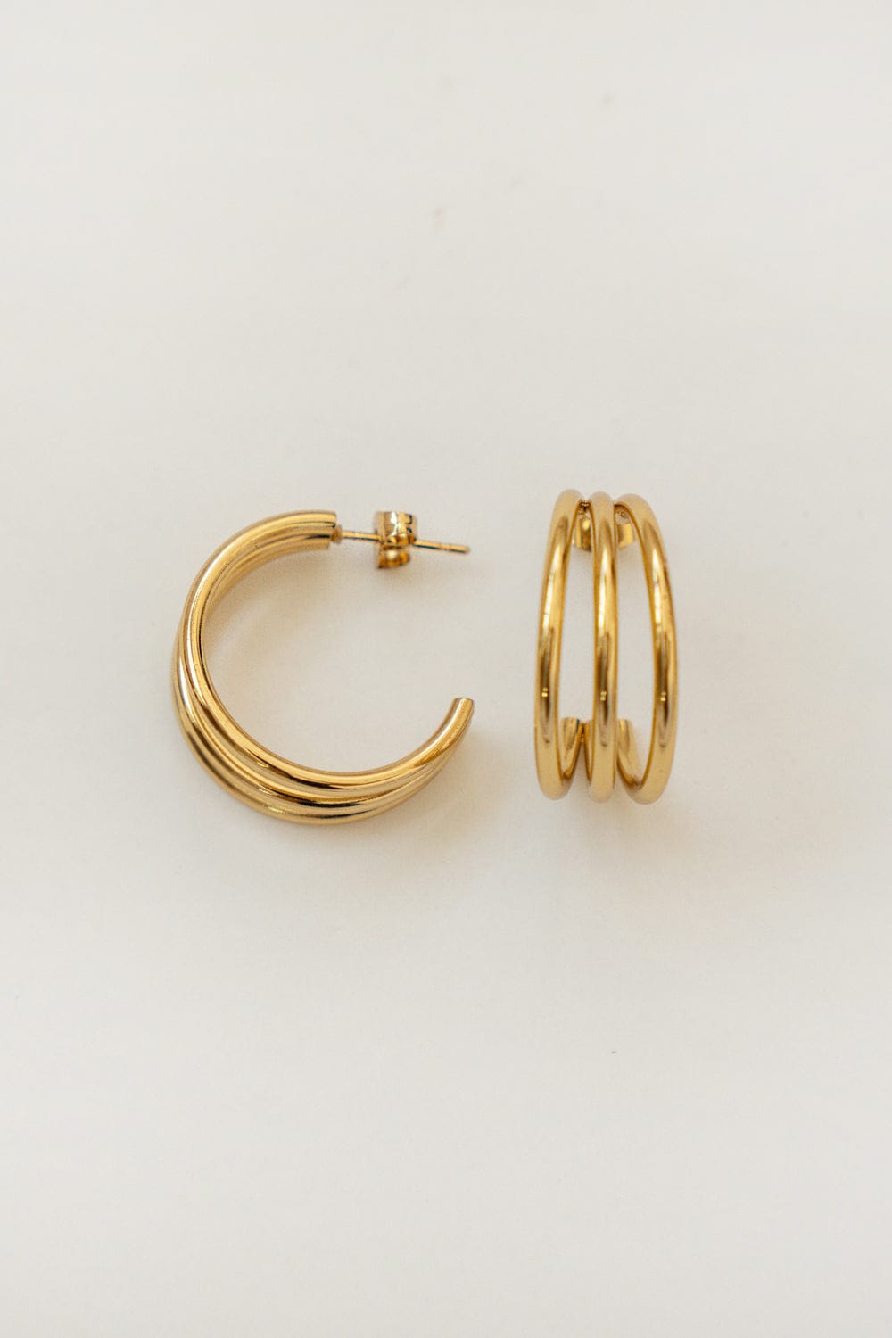 Triple Hoop Gold-Plated Earrings