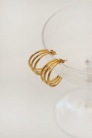 Triple Hoop Gold-Plated Earrings
