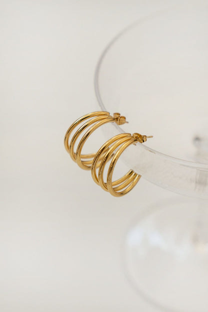 Triple Hoop Gold-Plated Earrings