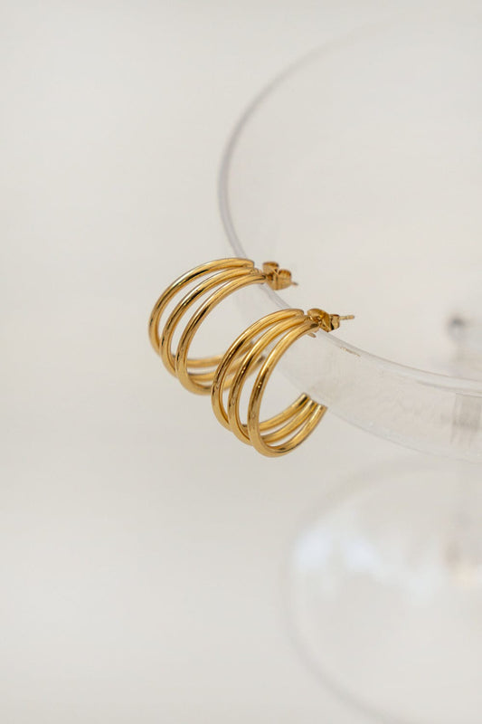 Triple Hoop Gold-Plated Earrings