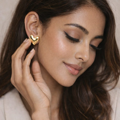 Classic Gold Heart Stud Earrings
