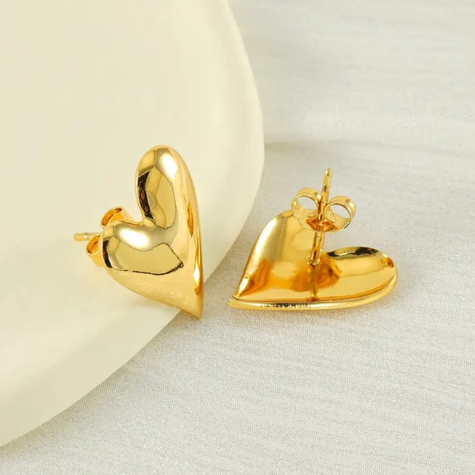 Classic Gold Heart Stud Earrings