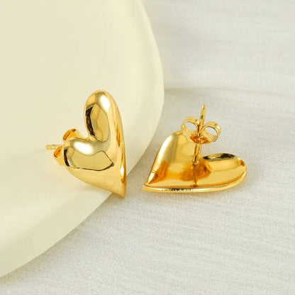 Classic Gold Heart Stud Earrings
