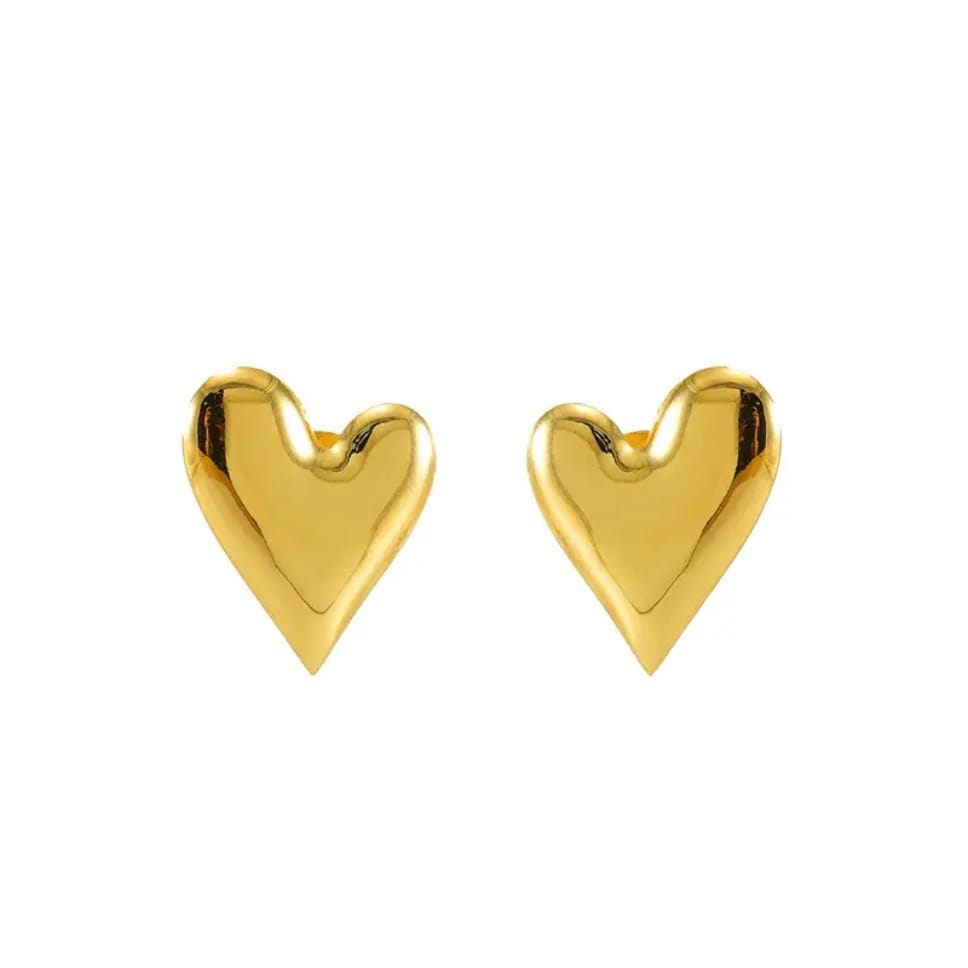 Classic Gold Heart Stud Earrings
