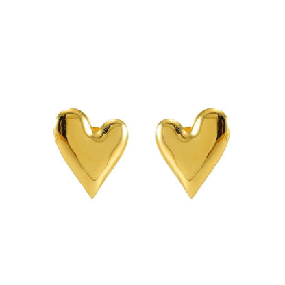 Classic Gold Heart Stud Earrings