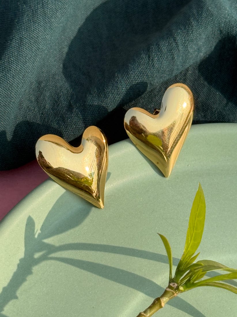 Classic Gold Heart Stud Earrings