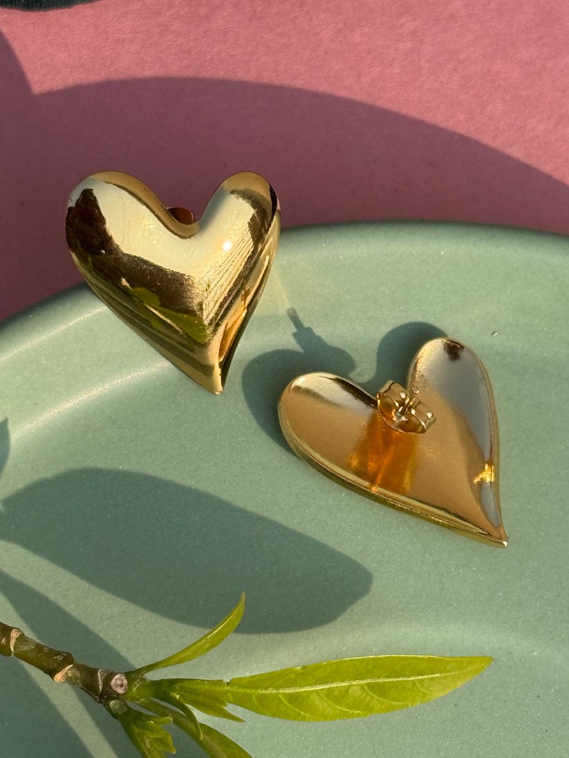 Classic Gold Heart Stud Earrings