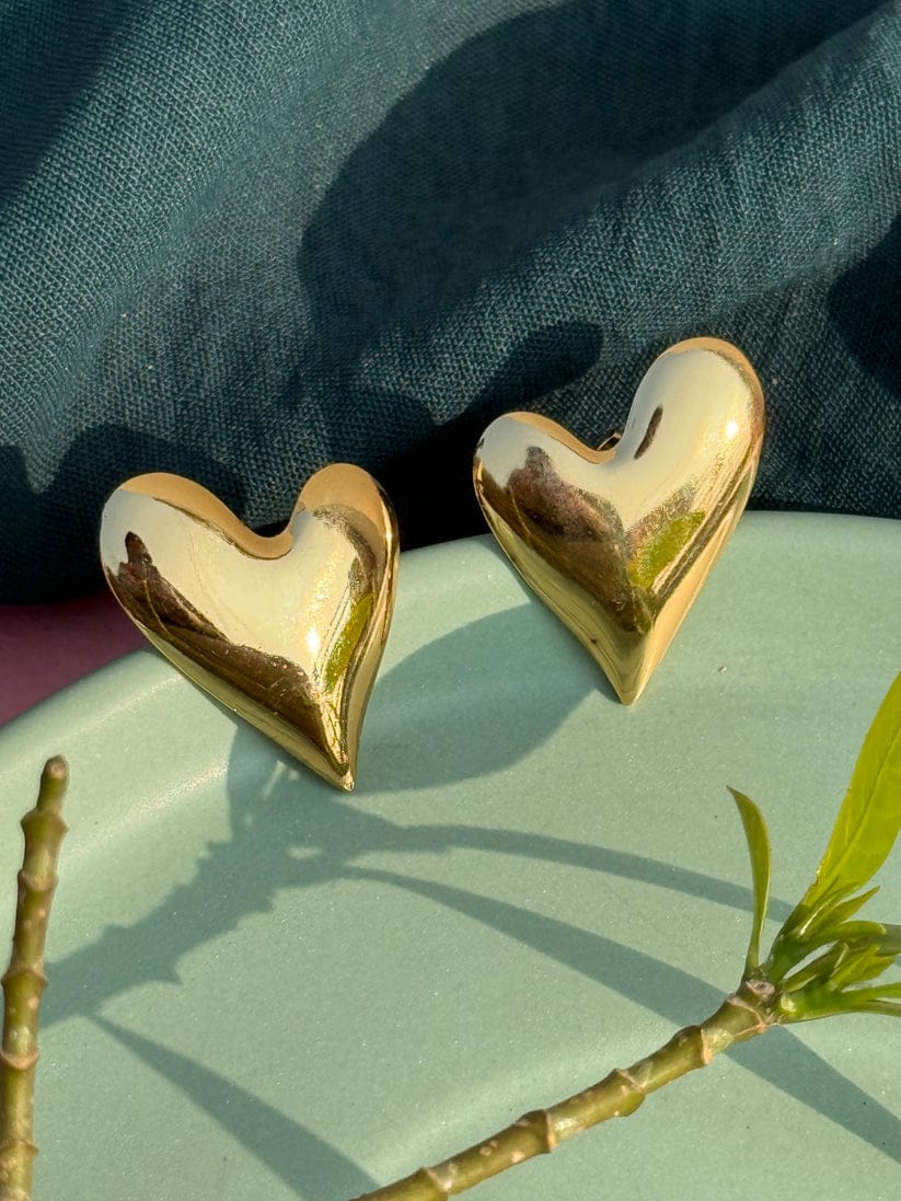 Classic Gold Heart Stud Earrings