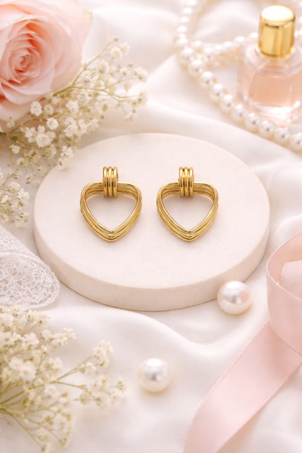 Modern Geometric Heart Hoop Gold-Plated Earrings