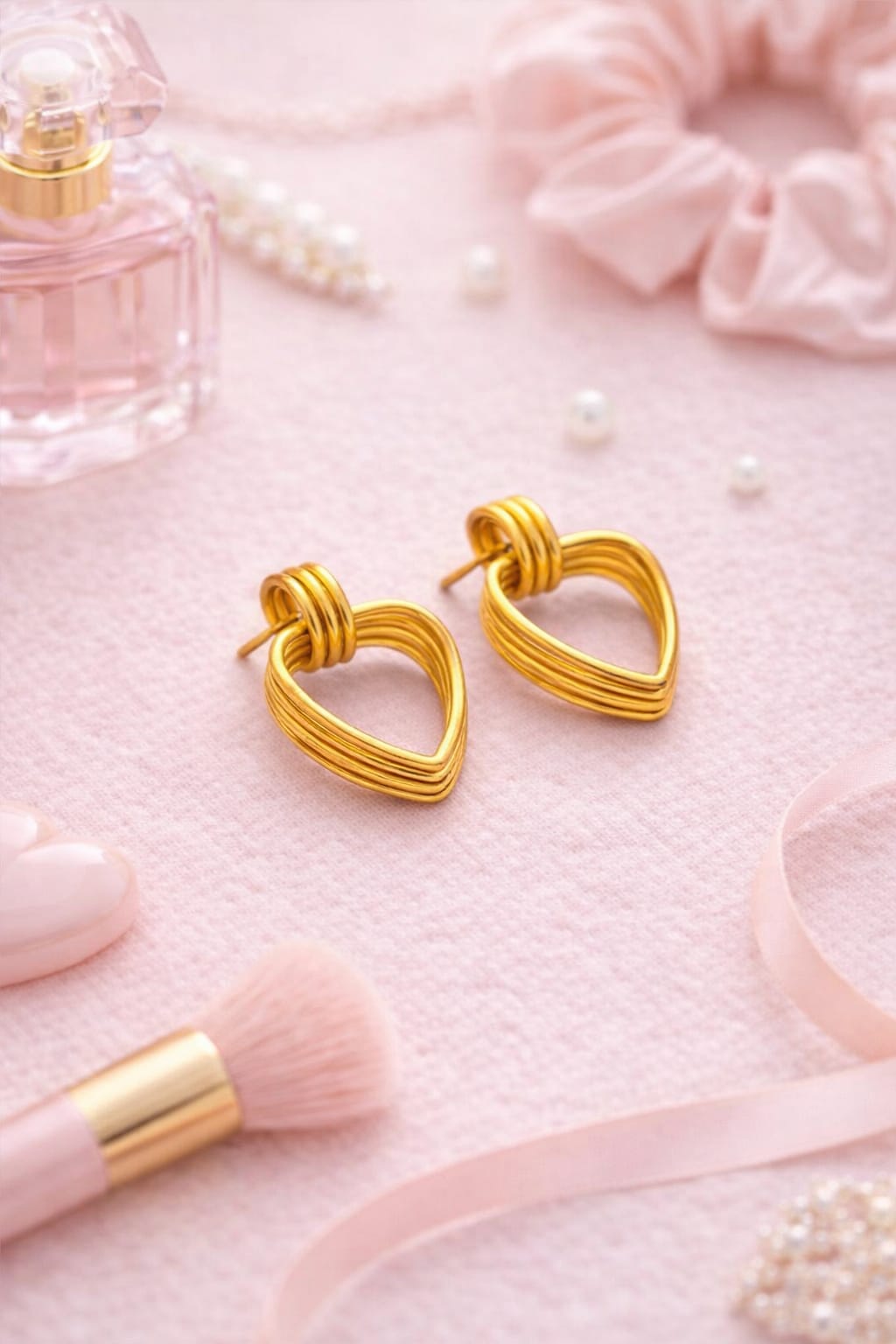 Modern Geometric Heart Hoop Gold-Plated Earrings