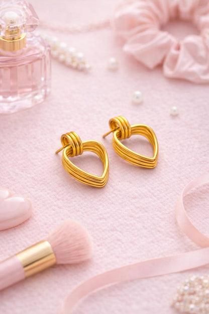 Modern Geometric Heart Hoop Gold-Plated Earrings