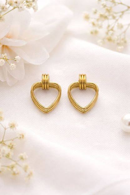 Modern Geometric Heart Hoop Gold-Plated Earrings