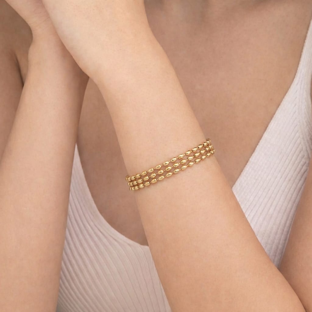 Triple Bead Gold Bracelet