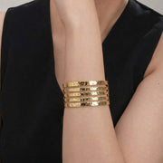 Multi-Line Textured Gold Cuff Bracelet