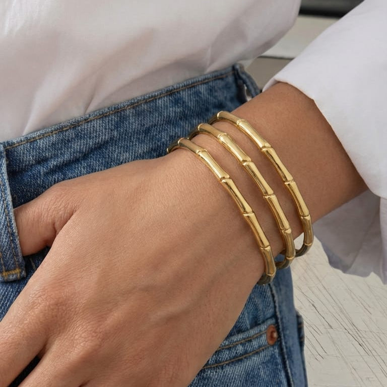 Gold Bar Design Cuff Bracelet