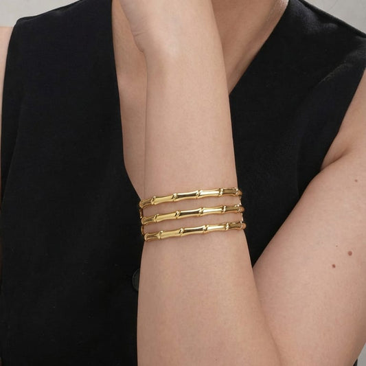 Gold Bar Design Cuff Bracelet