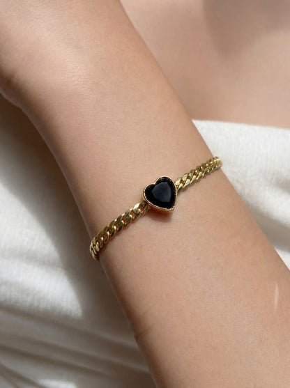Midnight Heart Gold Bracelet