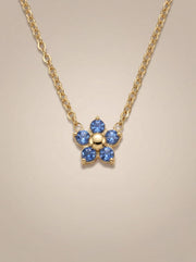 Blue Blossom Crystal Gold Pendant Necklace