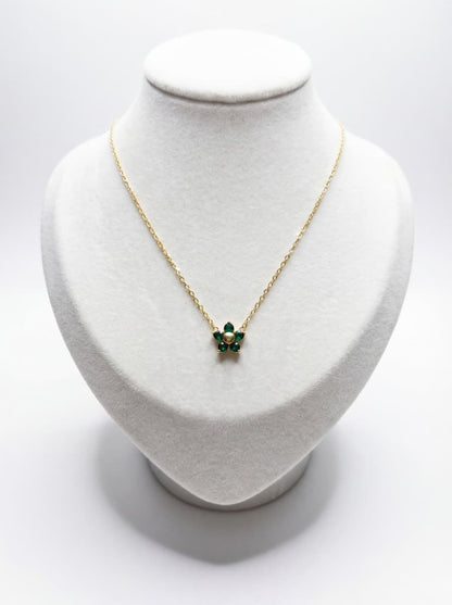Emerald Bloom Crystal Gold Chain Necklace