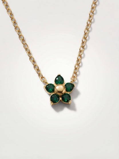 Emerald Bloom Crystal Gold Chain Necklace