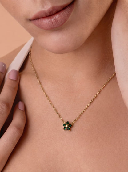 Emerald Bloom Crystal Gold Chain Necklace