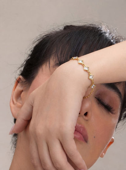 Luminous Square Crystal Gold Bracelet