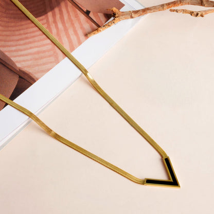 Black V Bar Pendant Necklace