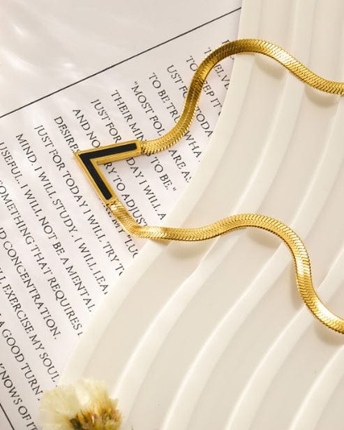 Black V Bar Pendant Necklace