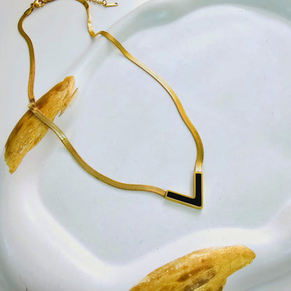 Black V Bar Pendant Necklace