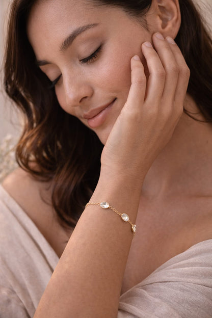 Four Crystal Oval Chain Bracelet
