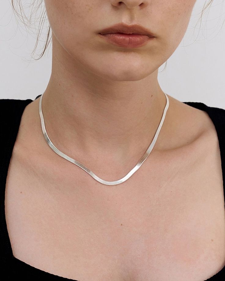 Silver Flat Snake Chain Necklace