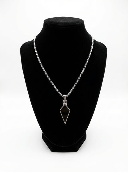 Black Geometric Shield Pendant Necklace for Men - 60 CM